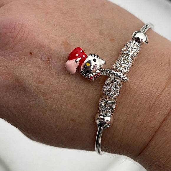 Hello Kitty Sterling Silver Bangle Bracelet - Picture 5 of 8